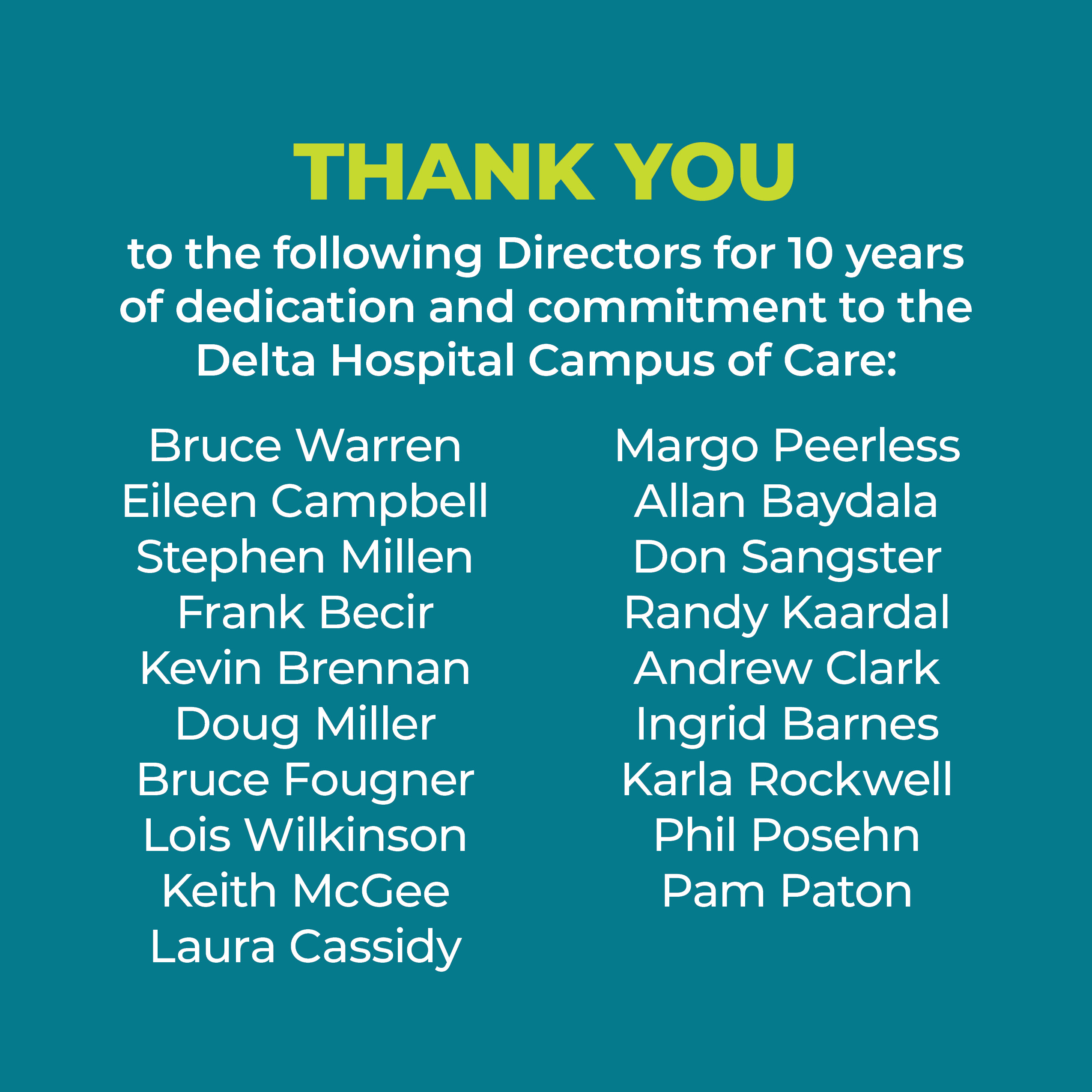 Directors with 10 Years of Commitment
